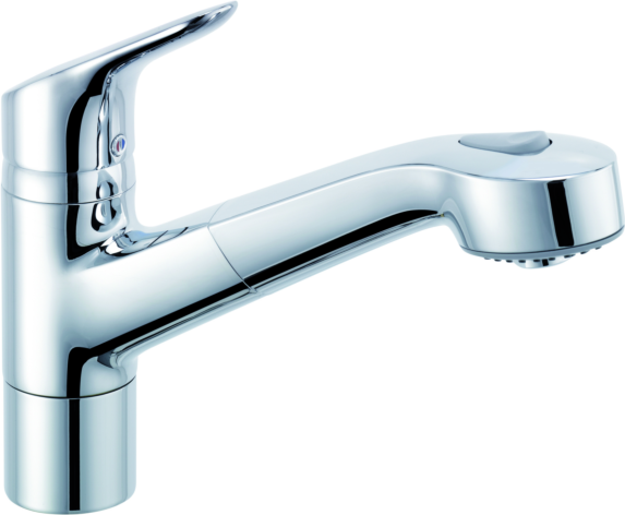 Kludi Objekta Küchenarmatur 325810575 chrom, schwenkbar, herausziehbare Brause