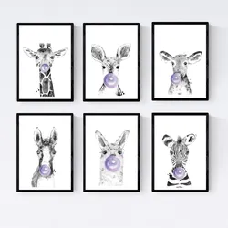 POSTER Set Mit 6 Tiere Babys Mit Kaugummi Hirsch Elefant Zorro