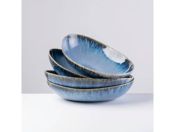 Gipfelstück Schüsselset Wilde Schlucht, Blau, Keramik, 4-teilig, oval, 5.5 cm, Made in Europe, lebensmittelecht, Essen & Trinken, Geschirr, Schalen & Schüsseln, Schüsselset