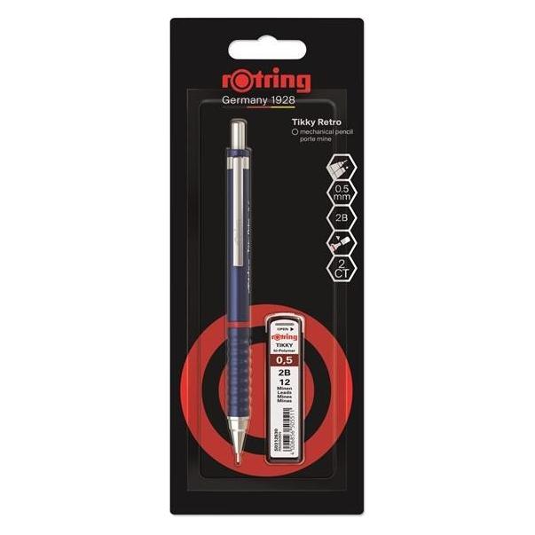Rotring Tikky Retro Mekanisk Blyant St | 2B Bly, 0,5 mm | Blt Skaft (0.50 mm, 2B, 1x) (2221252)