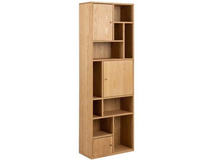 Mid.you Regal, Naturfarben, Holz, Eiche, furniert, 8 Fächer, 60.5x180x30 cm, FSC Mix, Holzmöbel, Holzregale, Bücherregale Holz
