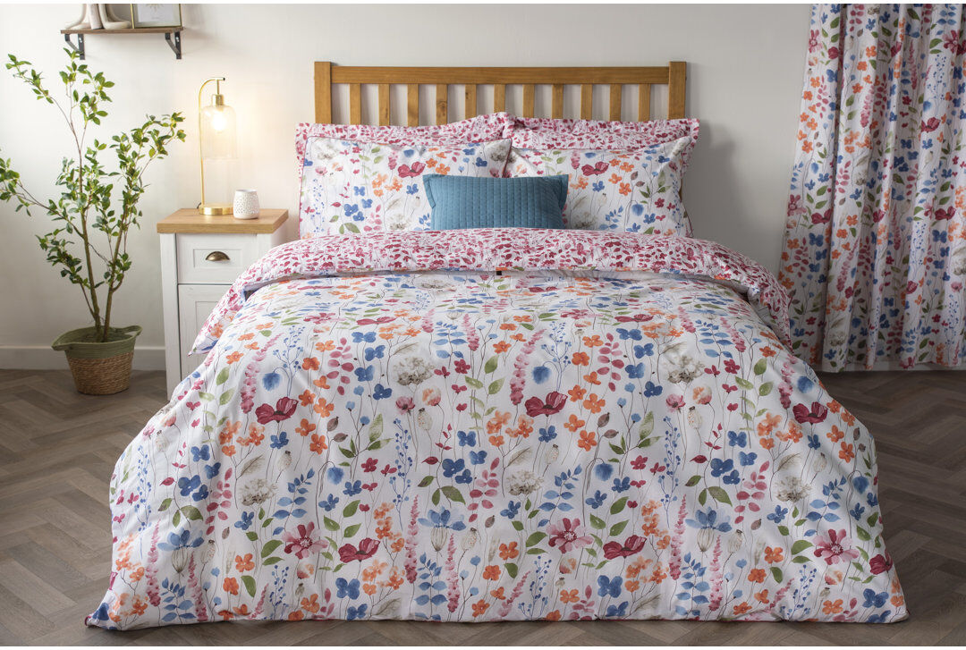 Belledorm Marnie Cotton Blend Floral Duvet Cover Set with Pillowcases Kingsize