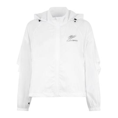 Windbreaker PLEIN SPORT "Scratch", Damen, Gr. L, weiß (01, weiß), Obermaterial: 100% Polyamid, Jacken Windbreaker