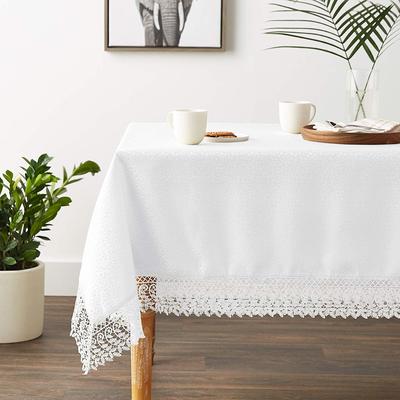 Violet Linen Legacy Cobblestone Pattern, Macrame Lace Border, Tablecloth