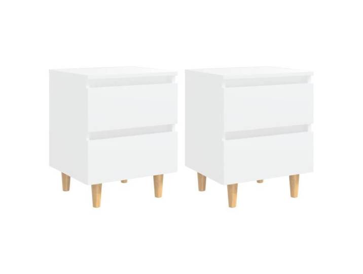 Table de chevet - SONEW - 2 pcs - Blanc - 40x35x50 cm - 2 tiroirs - Style scandinave