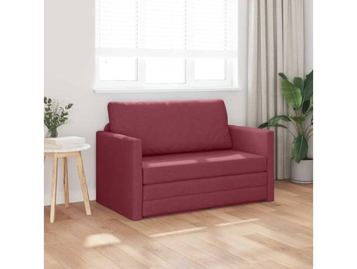KTHLBRH Schlafsofa 110 cm Weinrot Stoff Gestell aus Metall und Holz, Schaumstoff und Faser, Kissen mit Reißverschluss, moderner Stil