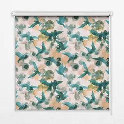 INNENROLLO - Fensterrollo - Rollo - 100x140 cm - Vögel und farbige Flecken