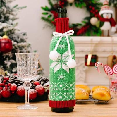 Uplifted Finds Festive Christmas Wine Bottle Covers Cartoon Santa & Snowman Knitted Bags For Holiday Decor snowflake