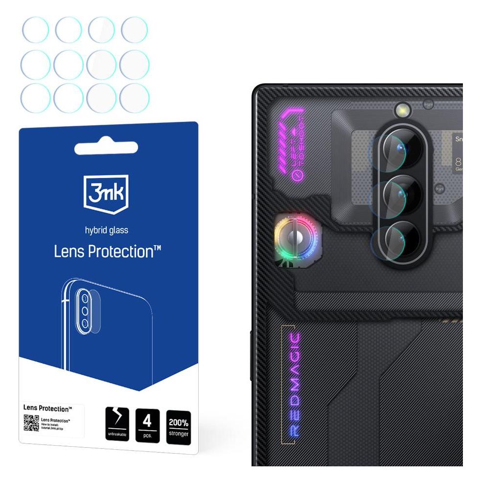 3MK Lens Protect Nubia Red Magic 8 Pro/ 8 Pro+/ 8s Pro Ochrona na obiektyw aparatu 4szt (4 Stk., ZTE Nubia Red Magic 8S Pro) (5903108550796)