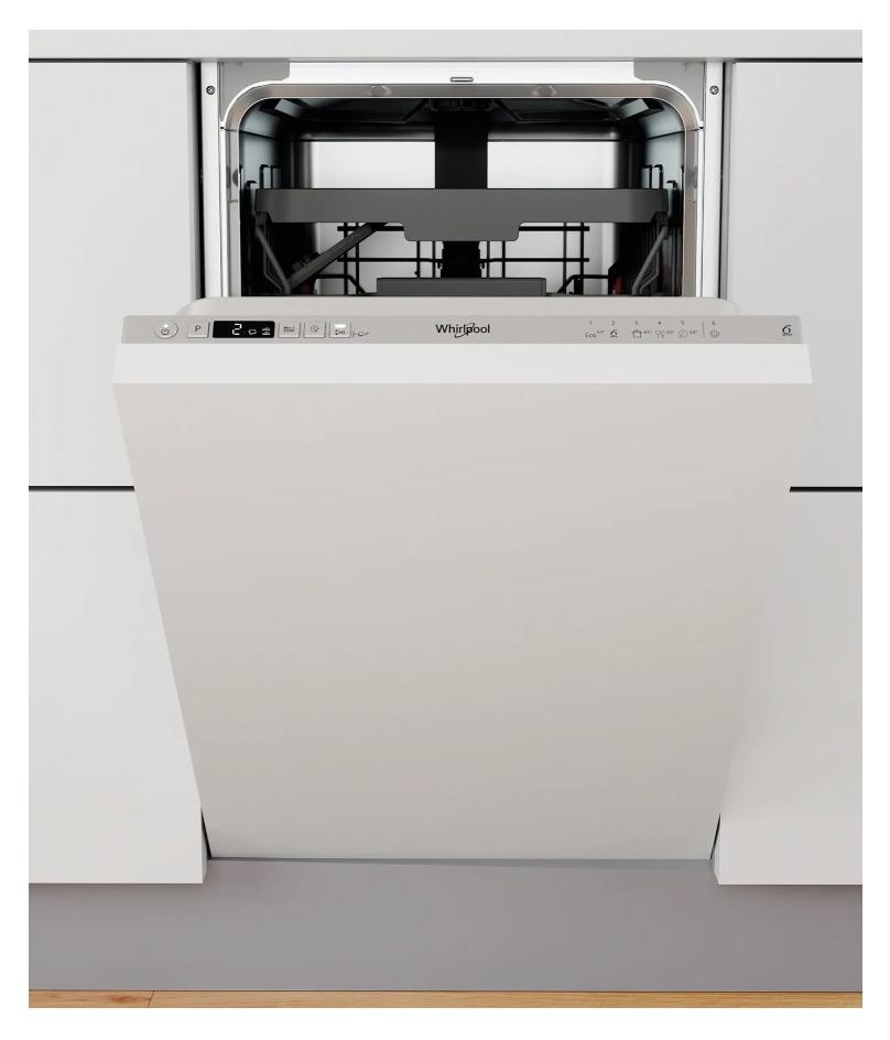 Whirlpool WSIC 3M27 C, Voll integriert, Single (45 cm breit), Silber, Tasten, 1,3 m, 1,55 m
