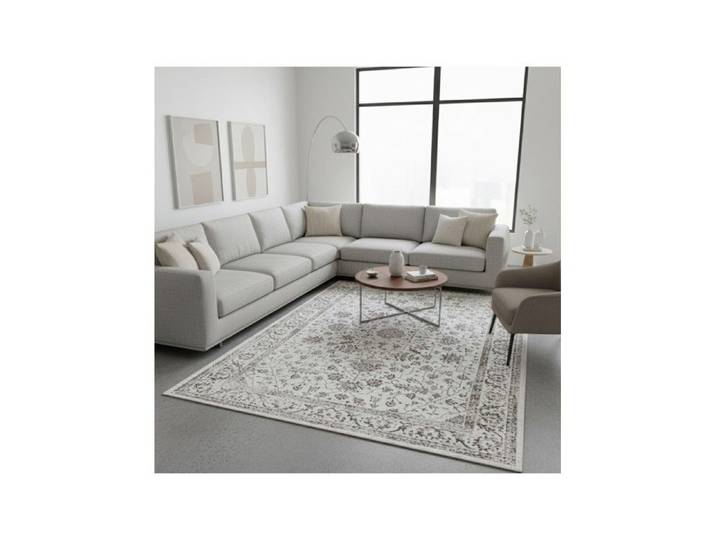 Melis Home Tapis modernes design Crème 200 x 290 cm classique couleur à motif oriental détaillé avec bordure décorative