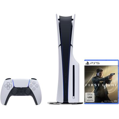 PLAYSTATION 5 Konsolen-Set "PS5 Disk Edition (Slim) inkl. 007 First Light", weiß (weiß, schwarz), B:35,8cm H:9,6cm T:21,6cm, Spielekonsolen, Topseller