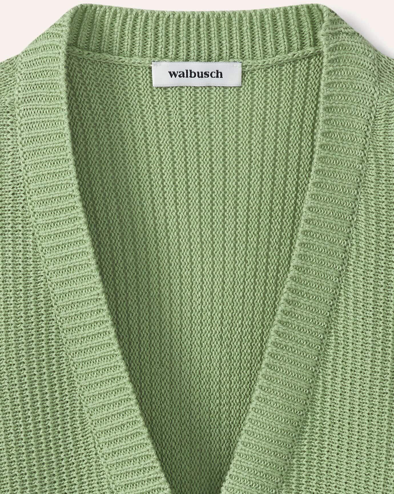 Walbusch Strickweste Strukturmuster, normale Größen, Farbe Grün, 44, modern-lässiger Schnitt komfortabler Baumwollmix Damen