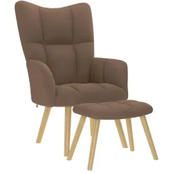 vidaXL Relaxsessel mit Hocker Braun Stoff
