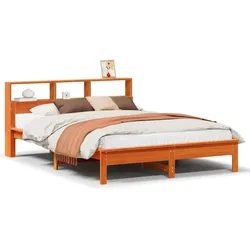 vidaXL Massivholzbett ohne Matratze Wachsbraun 150x200 cm Kiefernholz