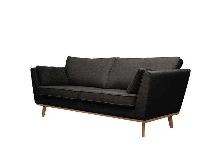 Canapé Lauwe 2-3 places Noir/Noir Tissu 200 x 84 x 92cm Scandi