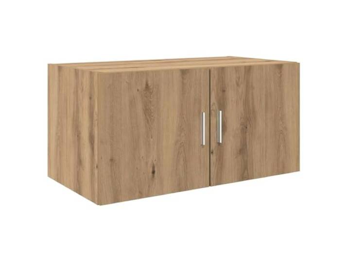Wandschrank Artisan-Eiche 80 x 42,5 x 40 cm Holzwerkstoff Wandmontage, eine Tür mit Scharnieren, lange Stangengriffe, silberne Griffe, veredelte Rückwand, kastenförmig, rustikales
