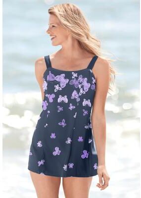 Plus Size Women's Princess-Seam Swim Dress by Swim 365 in Ombre Butterfly (Size 10) Swimsuit