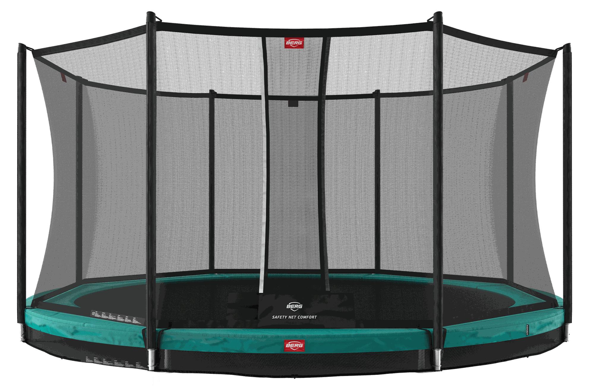 BERG Bodentrampolin Favorit InGround 380 + Sicherheitsnetz Comfort Grün