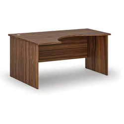 Ergonomischer Bürotisch PRIMO WOOD, 160x120 cm, links, Nussbaum