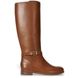 Lauren Ralph Lauren für Damen. 802974383001 Brooke II braune Lederstiefel (35), Wohnung, Reißverschluss, Lässig