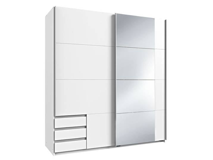 Schwebetürenschrank Emden, Weiß mit Spiegel