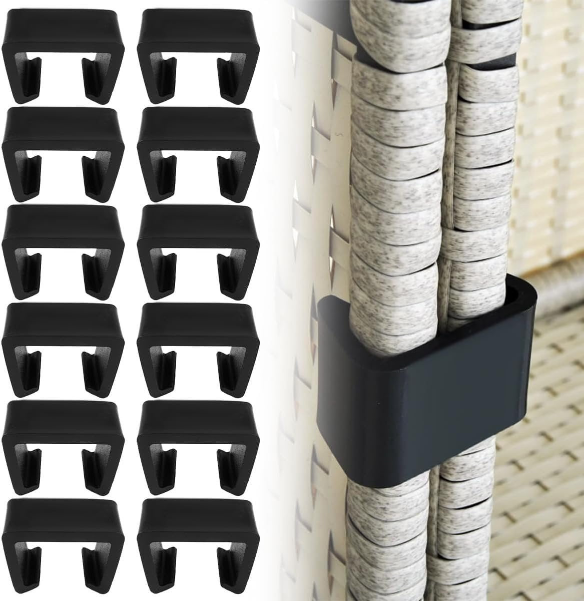 12 Stuks Rotan Meubelverbinders - Polyrattan Bevestigingsclips voor Tuinmeubilair en Banken