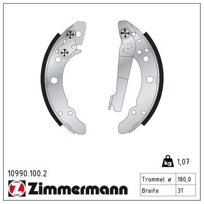 ZIMMERMANN Bremsbackensatz 10990.100.2 Hinterachse für VAG