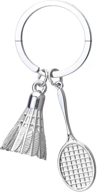 INF Schlüsselanhänger Badminton-Schläger Silber X-450 - Stilvolles Sportgeschenk