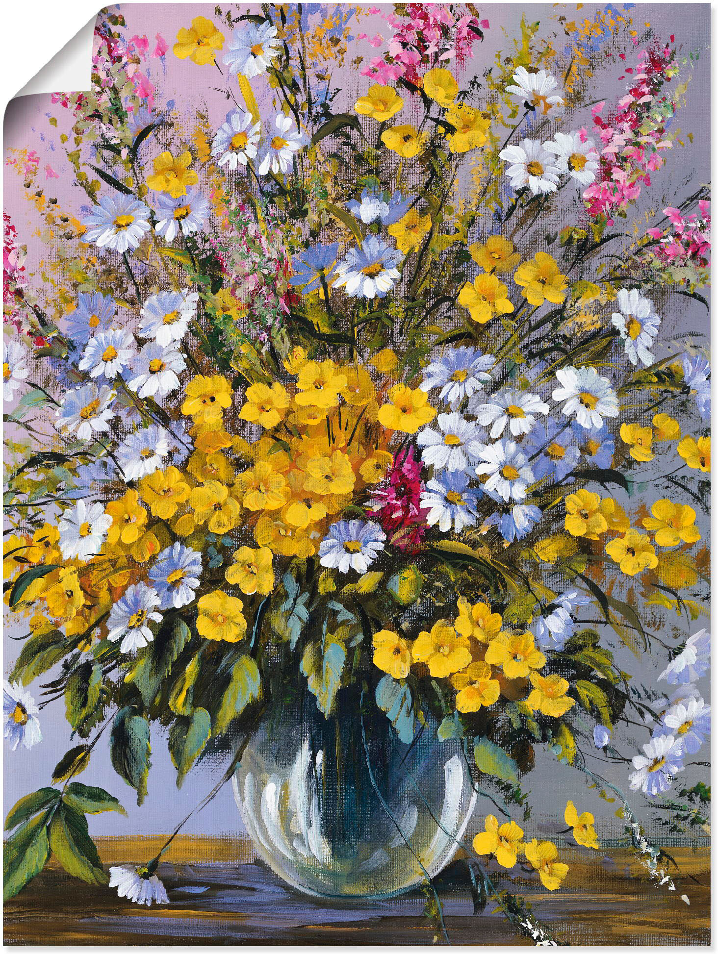Poster ARTLAND "Gemischter Strauß", gelb (farbe bild(er): gelb), B:60cm H:80cm, Bilder, Poster, ohne Rahmen
