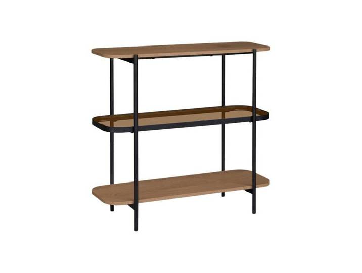 sweeek - Etagère bibliothèque verre décor bois et métal 3 niveaux SMOOKY