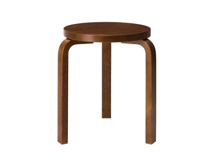 ARTEK tabouret STOOL 60 (Bouleau laqué noyer - bois massif)