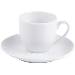 TABLE PASSION Kaffeetasse mit Untertasse 10 cl Alaska x2 - Weiß Rund Porzellan Tisch Passion 8.3x cm