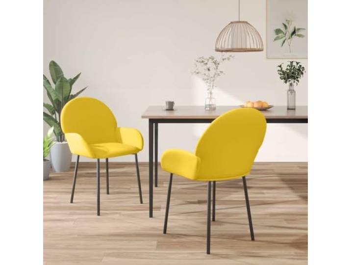 NLQMSU Esszimmerstühle, 2 Stück, Gelb, Samt Gepolsterter Sitz mit Schaumstoff, Rahmen aus Metall und Sperrholz, Kapazität 110 kg, elegantes Design