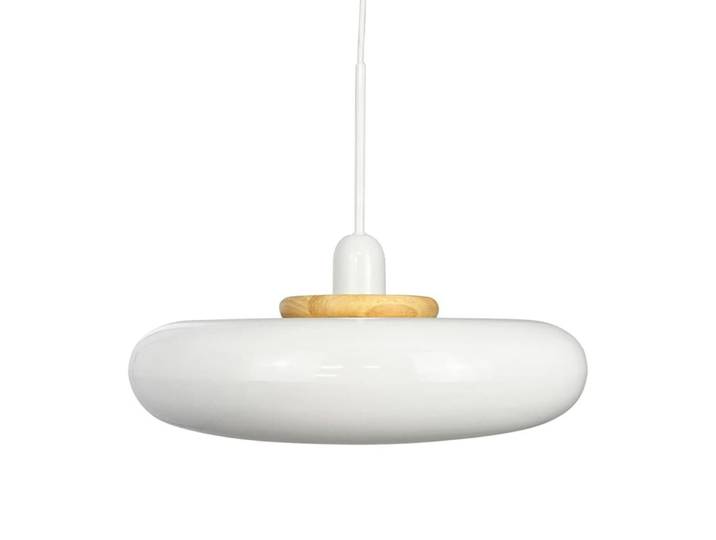 Suspension en métal blanc et bois