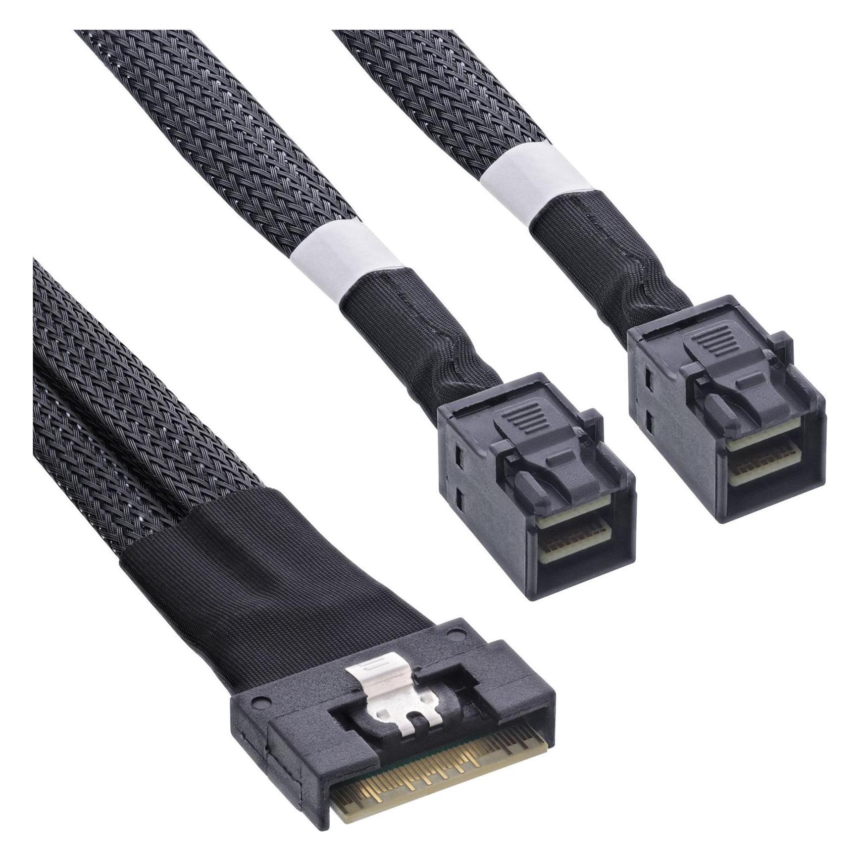 InLine Slim SAS Kabel, SFF-8654 8i zu 2x SFF-8643 (100 cm, Mini-SAS HD) (27648C)