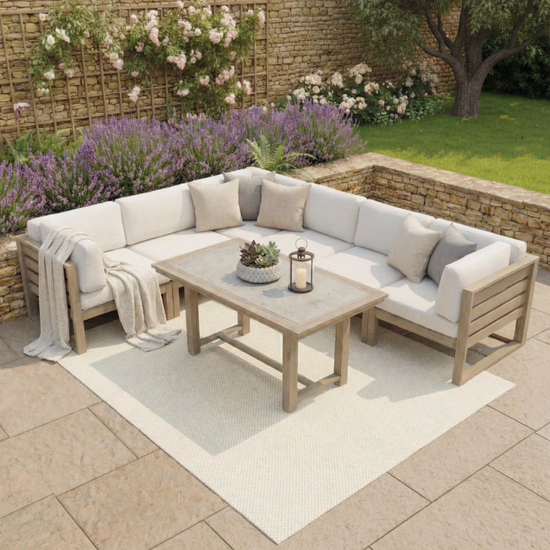 Harbour Lifestyle Andora Large Corner Sofa Set with 2 in 1 Table in Weathered Brown