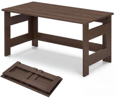 Costway Portable Low Floor Table with Foldable Legs for Living Room-Brown