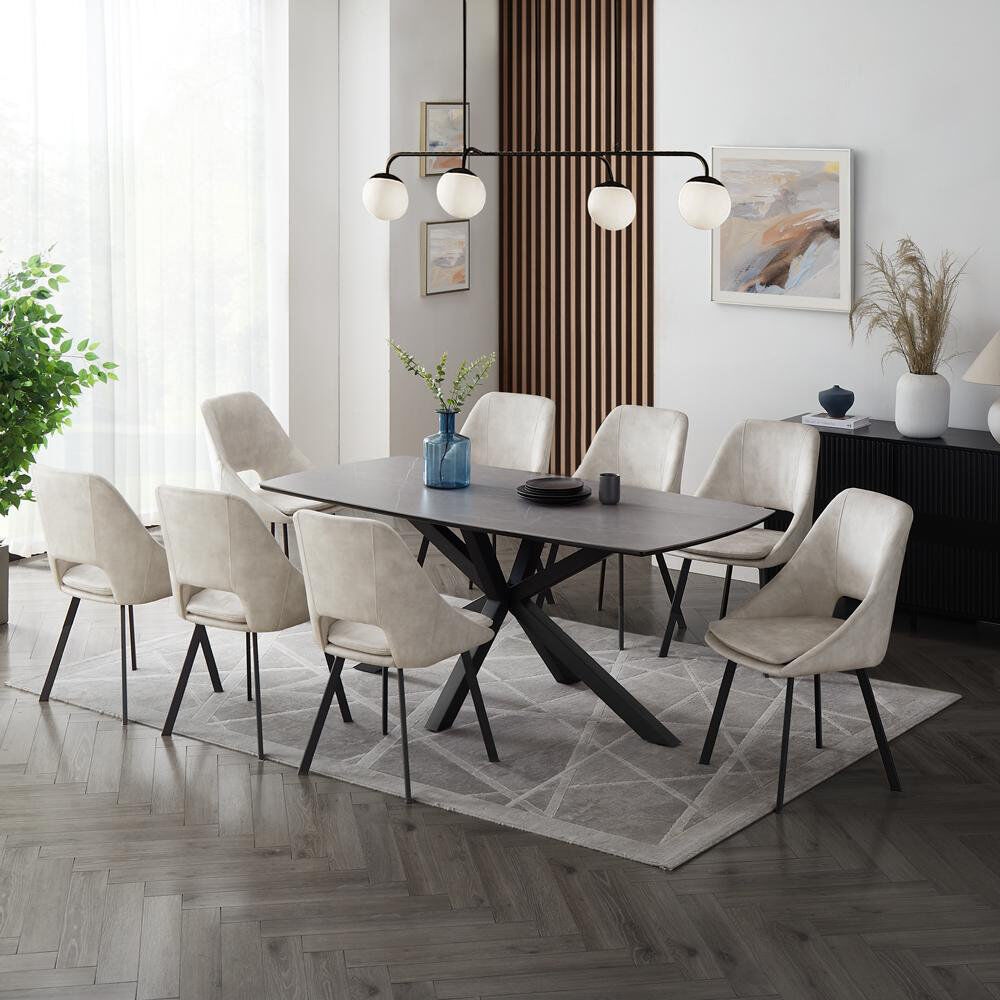 Ivy Bronx Deanie 8 -Person Stone Dining Set Cream 8
