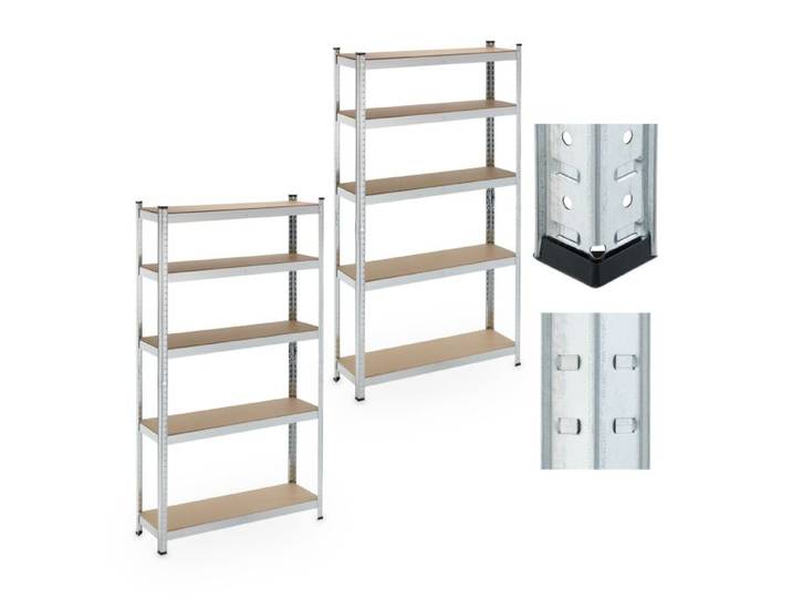 Relaxdays 2er Set Schwerlastregal mit 5 Ebenen