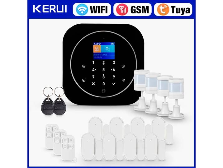 KERUI G12-Système d'Alarme de Sécurité Domestique Sans Fil, avec Capteur de Porte et de Mouvement, Wifi, Contrôle par Application Smart Life