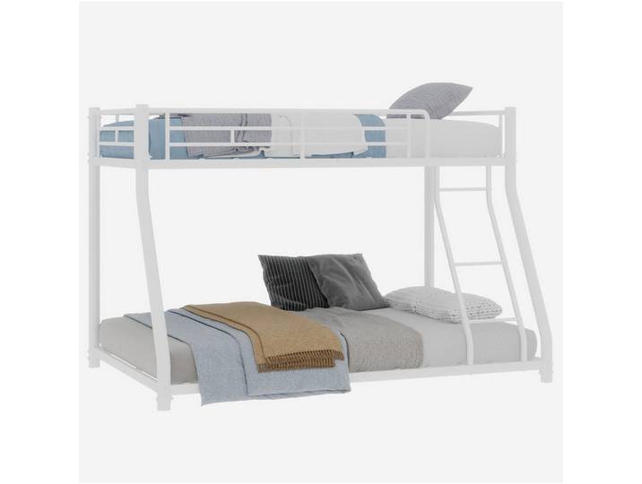 Redom Etagenbett Metall 140/190 cm mit Leiter, erhöhtem Geländer und geräuscharmen Latten, Weiß, 140x190 cm, Babymöbel & Kindermöbel, Kinderzimmer & Jugendzimmer, Stockbetten