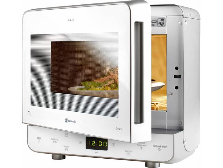 BAUKNECHT Mikrowelle MW 39 WSL, Grill, 13 l, Kompakte Mikrowelle mit Grill, Crisp-Funktion und Dampfgaren