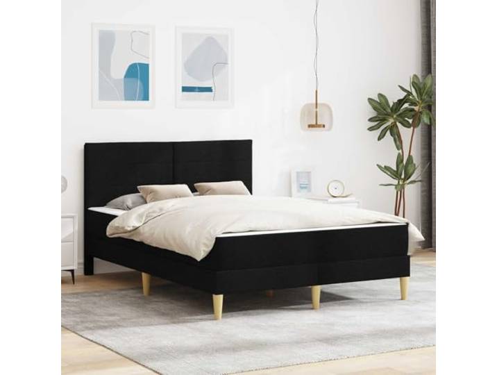 TUERYAFEK Bettrahmen Schwarz 120 x 190 cm Polyester Sperrholzrahmen, Lattenrost, Kunststoffbeine, Schaumstoffmatratze, Pflegeleicht