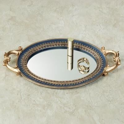 Touch of Class Palecia Mirrored Vanity Tray Navy , Navy