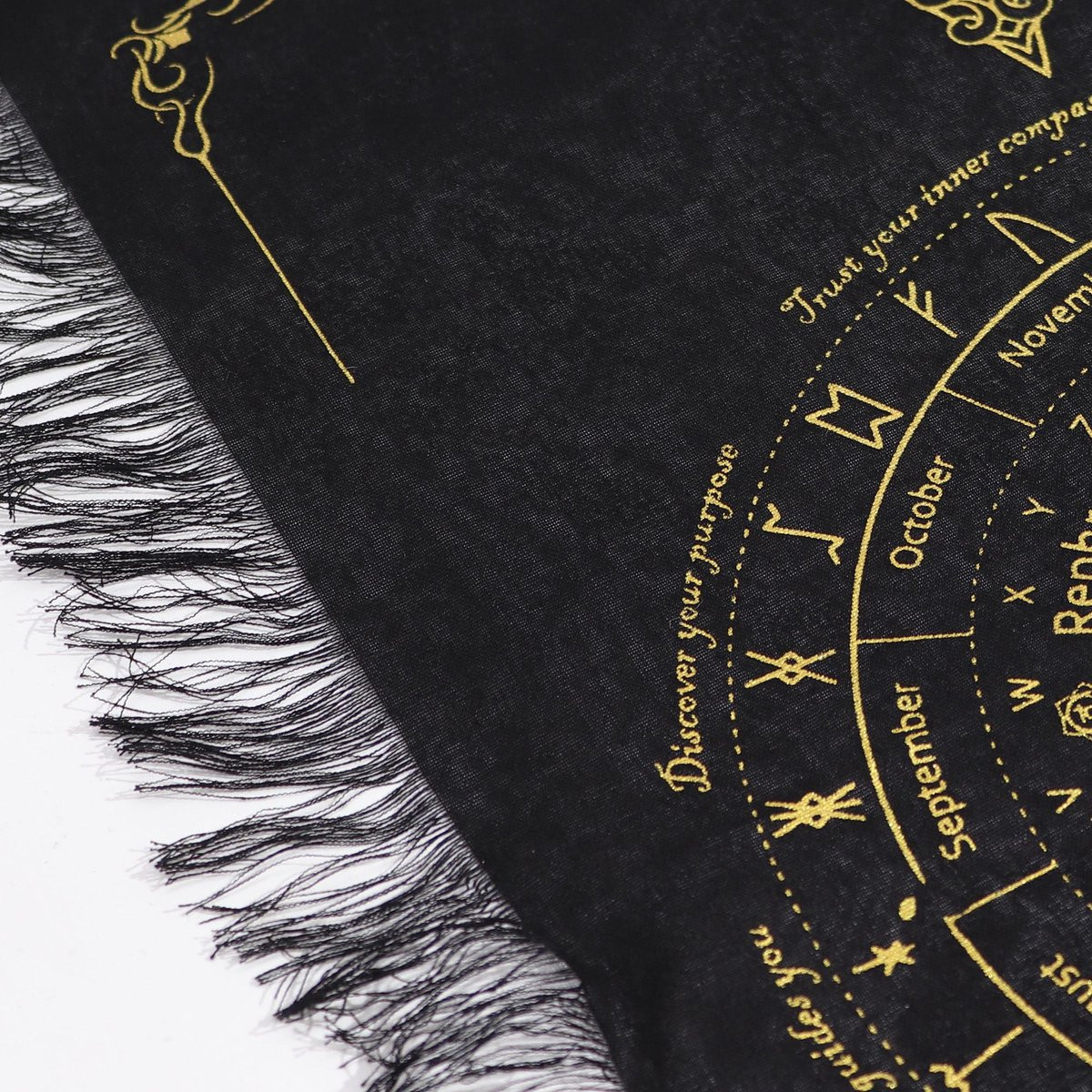 Ancient Wisdom Pendulum Divination Cloth Sun Face - Zwart & Goud