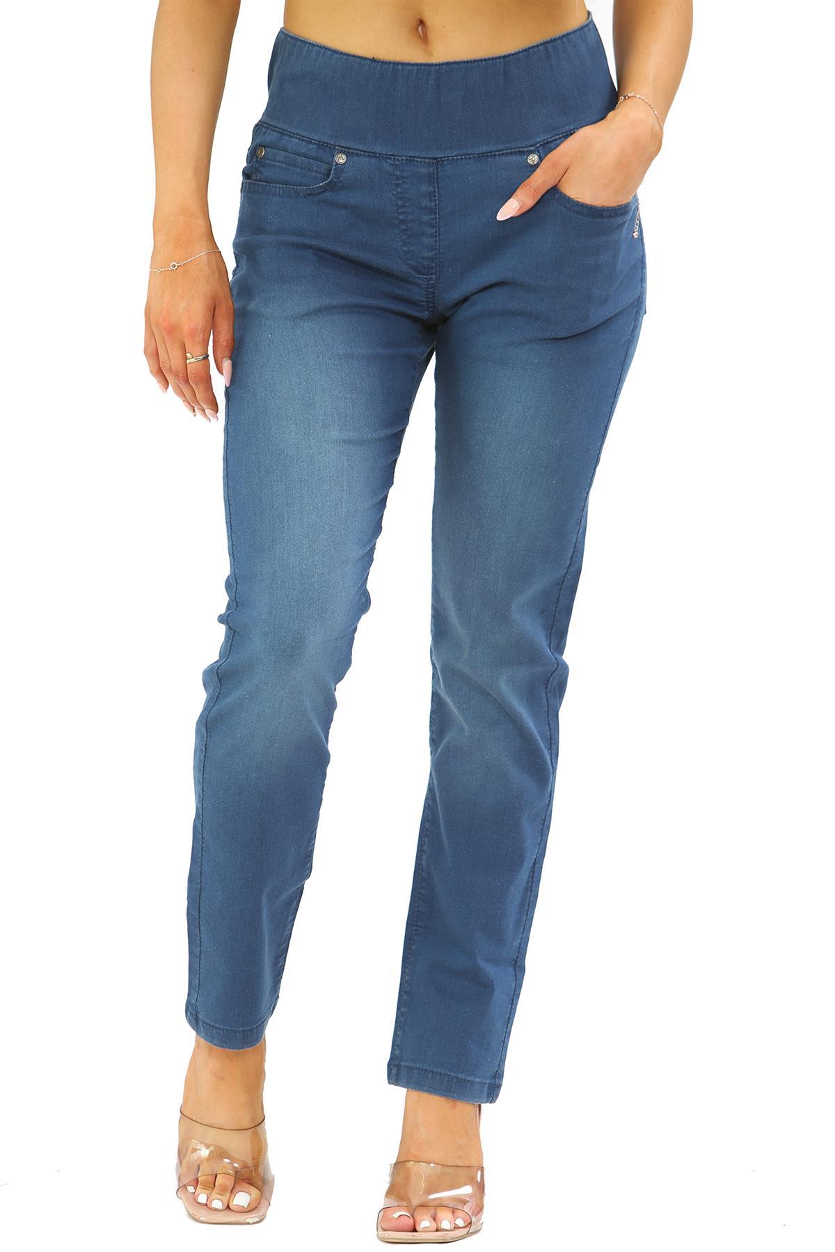 Bauchfreie Jeans mit elastischer Taille für Damen in Blau