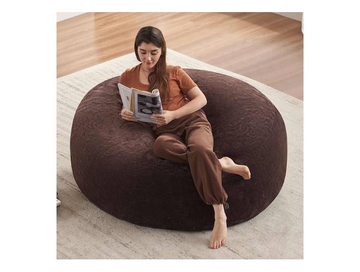 VUZINIC Sitzsack 5FT Dunkelgrauer Teddy-Velour Kissensofa, abnehmbarer Bezug (1 St), Hochdichte Schaumfüllung
