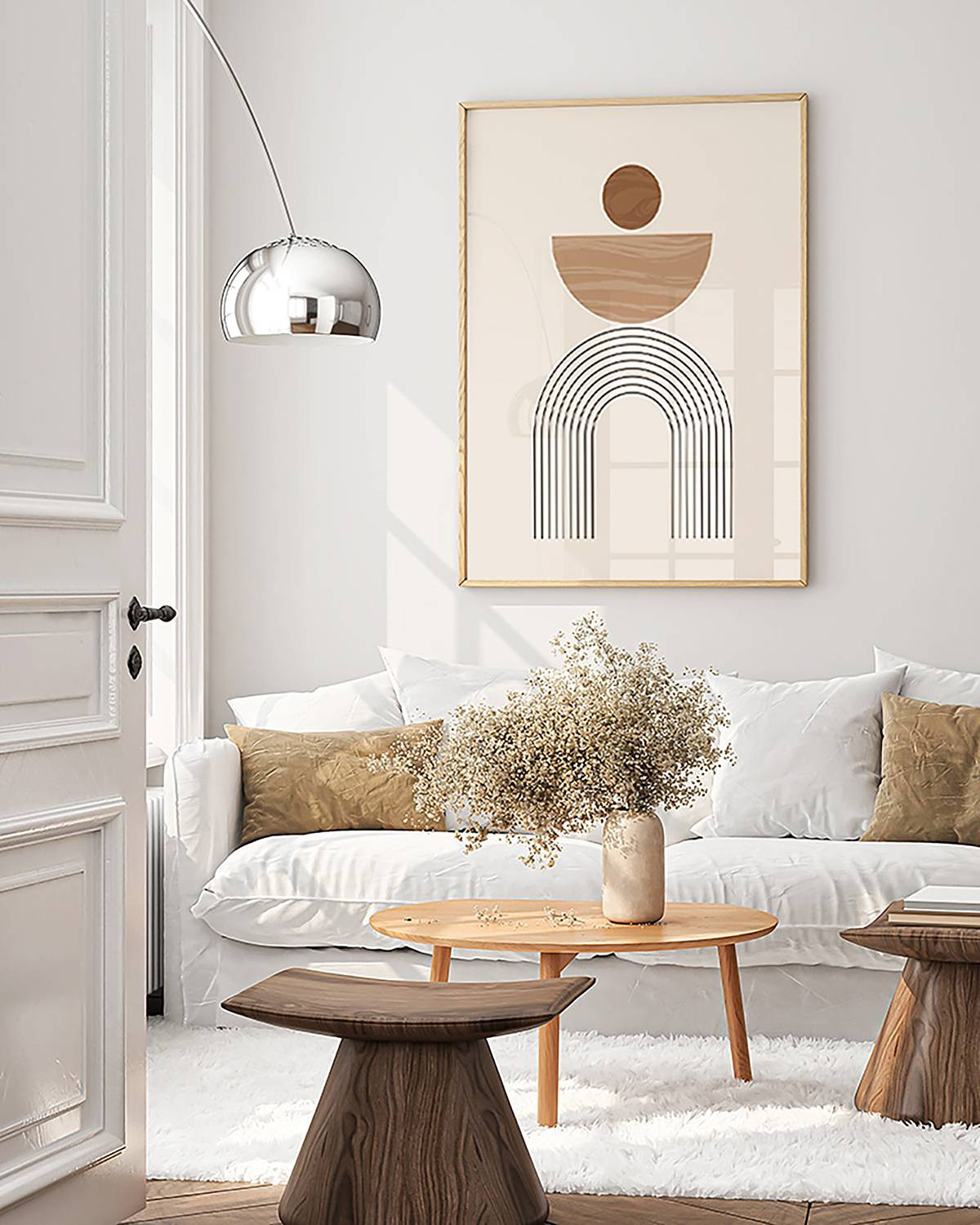 home24 Abstract Shapes in Neutral Wanddecoratie, Meerkleurig, B: 63 cm, H: 83 cm