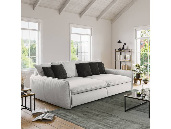 Bigsofa Hayim Grau Flachgewebe Cailin 234 x 77 x 131cm Modern